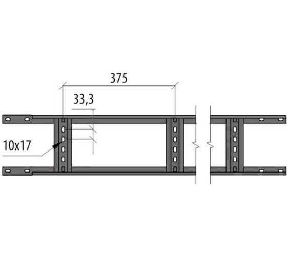 Лестничный лоток Система КМ 100x300x1,5 L3000 мм Быстрый монтаж LO6909 LLS100-300-1.5-3000