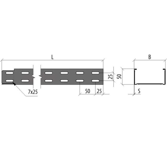 Перфорированный лоток Система КМ 50x200x1,0 L3000 мм Быстрый монтаж LP50-200-1.0-3000