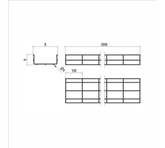 Проволочный лоток Система КМ 60x600 L3000 мм PL60-600-3000