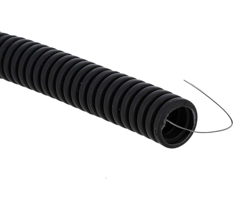 Гофрированная труба пвх с протяжкой EKF d16 мм (100 м) черная tg-z-16-100-black