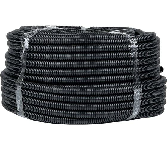 Гофрированная труба пвх с протяжкой EKF d16 мм (100 м) черная tg-z-16-100-black