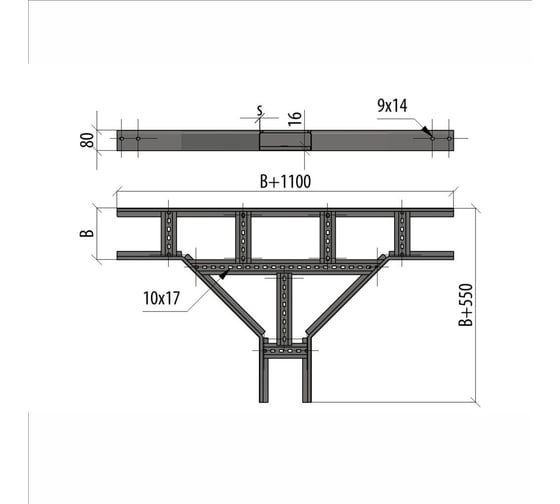 Лестничный Т-отвод Система КМ 80x300x1,5 мм INOX304 N LO40406 LTD80-300-1.5 INOX304 N