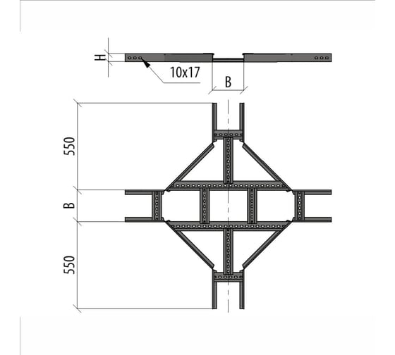 Лестничный Х-разветвитель Система КМ 50х150х1,2 мм LO10806 LXD50-150-1.2