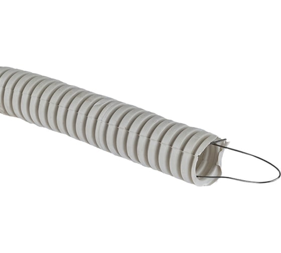 Гофрированная труба ПВХ с протяжкой EKF d20 мм (100 м) серая -Plast tg-z-20