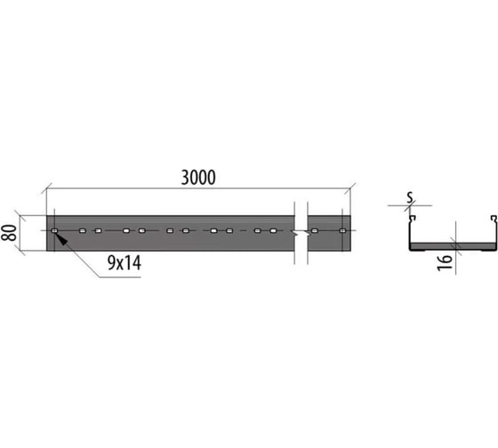 Лестничный лоток Система КМ 80x300x1,2 L2500 мм INOX304 N LL80-300-1.2-2500 INOX304 N