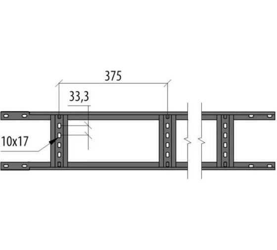 Лестничный лоток Система КМ 50x200x1,2 L3000 мм Быстрый монтаж LLS50-200-1.2-3000