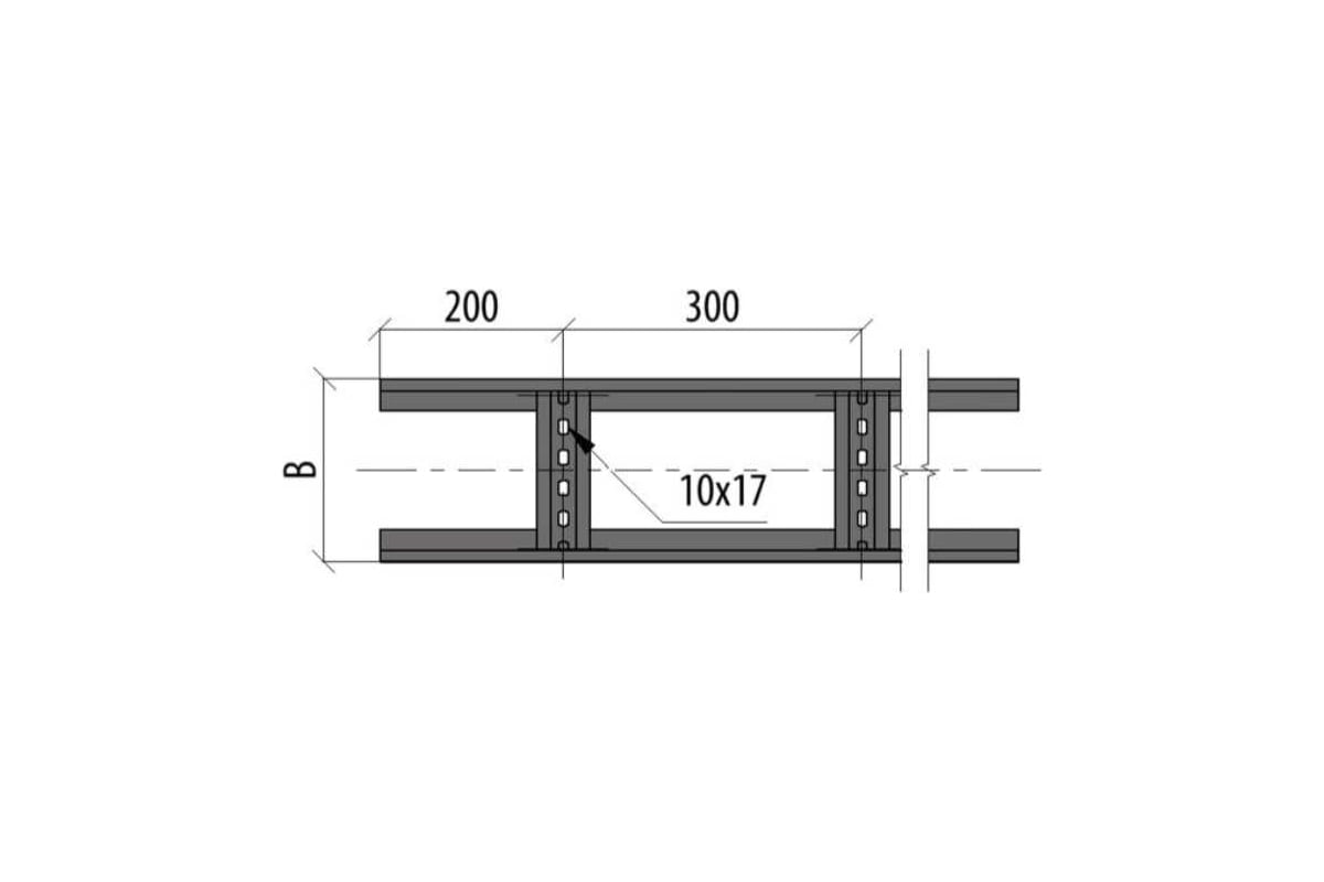 Лестничный лоток Система КМ 100x300x1,5 L3000 мм INOX304 N LL100-300-1. ...