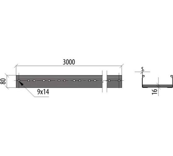 Лестничный лоток Система КМ 80x200x1,2 L2500 мм INOX304 N LL80-200-1.2-2500 INOX304 N