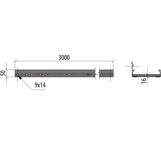 Лестничный лоток Система КМ 50x300x1,5 L2500 мм INOX304 N LL50-300-1.5-2500 INOX304 N
