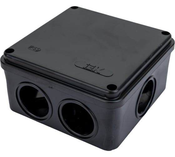 Распаячная коробка IEK км41234 100x100x50мм ip55 6 вв. черная UKO11-100-100-050-K02-55