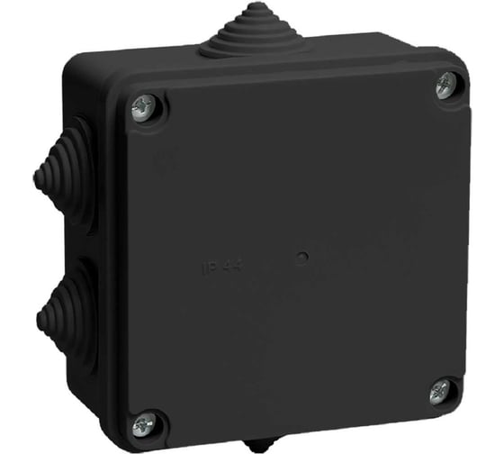 Распаячная коробка IEK км41234 100x100x50мм ip55 6 вв. черная UKO11-100-100-050-K02-55