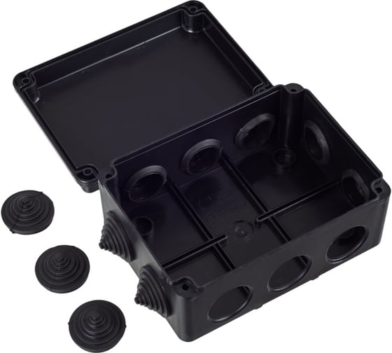 Распаячная коробка IEK км41242 150x110x70мм ip55 10 вв. черная UKO11-150-110-070-K02-55