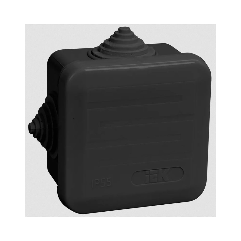 Распаячная коробка IEK км41236 70x70x40мм ip44 4 вв. черная UKO21-070 ...
