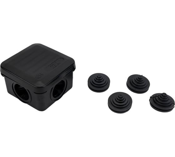 Распаячная коробка IEK км41236 70x70x40мм ip44 4 вв. черная UKO21-070-070-040-K02-44