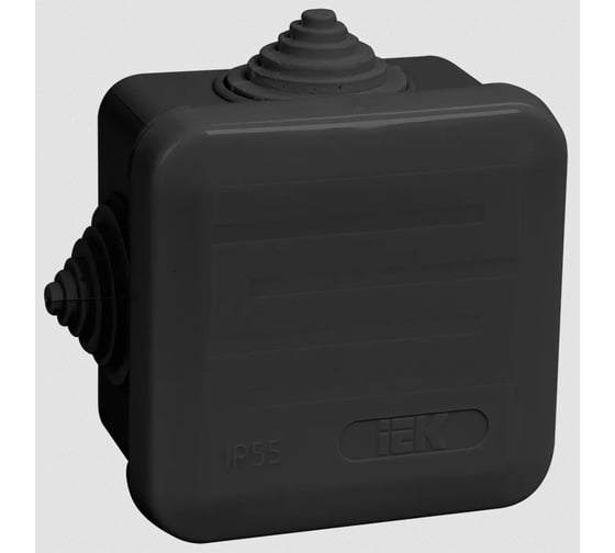 Распаячная коробка IEK км41236 70x70x40мм ip44 4 вв. черная UKO21-070-070-040-K02-44 1