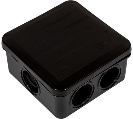 Распаячная коробка IEK км41255 100x100x50мм ip44 6 вв. черная UKO21-100-100-050-K02-44