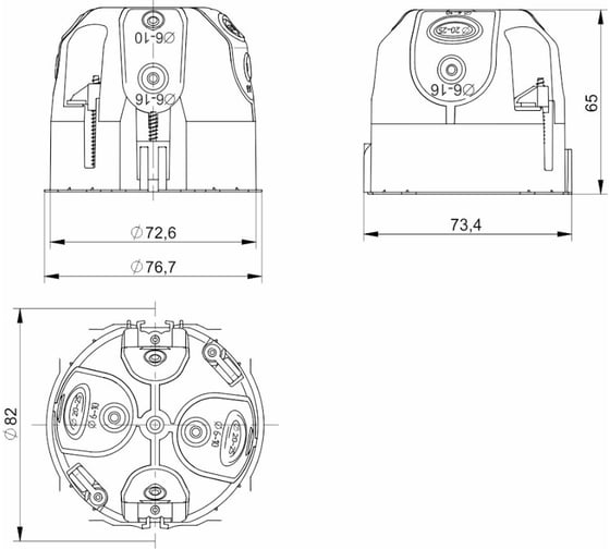Установочная коробка для полых стен IEK 73x65 (ст.уз.) UKG10-068-065-000-P