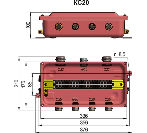 Коробка ГОФРОМАТИК Кс-20 с пластмассовыми сальниками (7шт. сальников mg) zeta30330