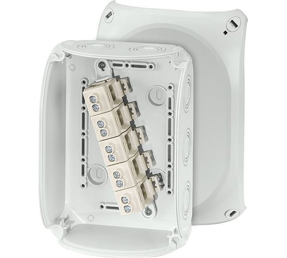 Клеммная коробка HENSEL 5 положений до 16мм2 130x180x77 IP66/67 серая стойкая к УФ 62000061