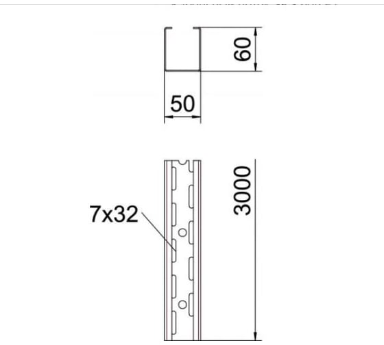 Листовой кабельный лоток OBO Bettermann SKS 605 FT, 60х50х3000 мм, S=1,5 мм, перфорированный, сталь, горячий цинк 6056634
