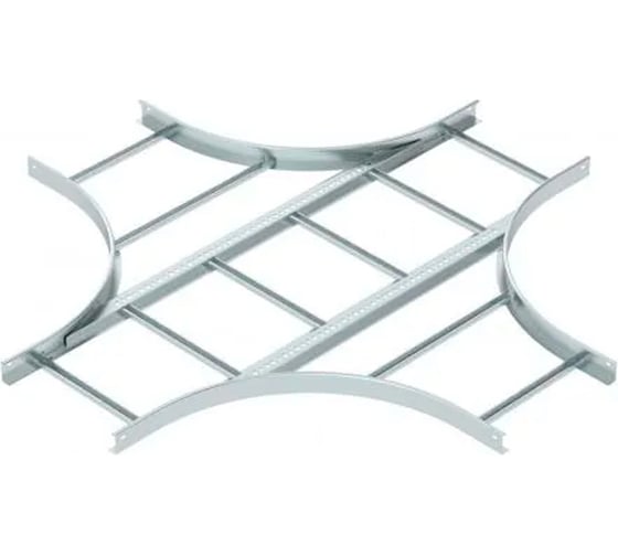 Х-образная секция OBO Bettermann LK 640 R5 FS, для лестничных лотков, R=500 мм, h=60 мм, B=400 мм, сталь, конвейерный цинк 6214436 1