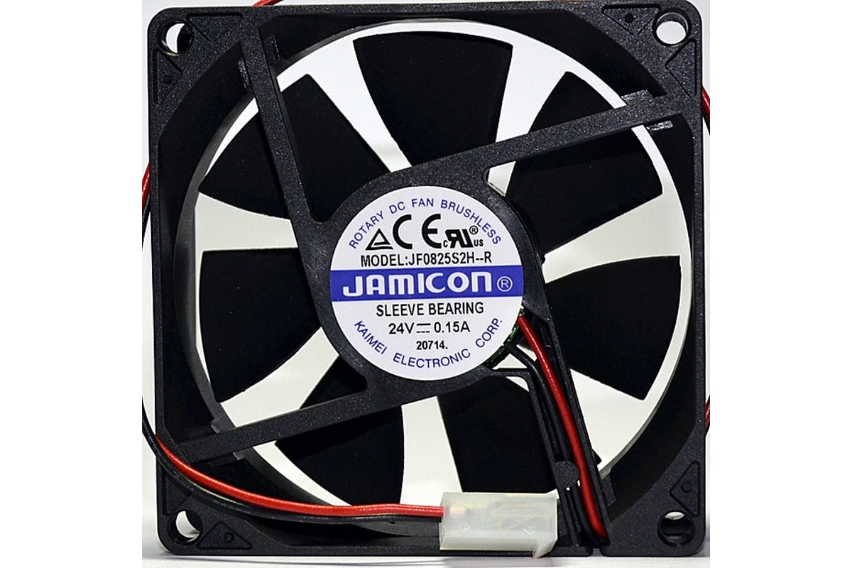 Ventola Silenziosa Jamicon JF0825S2H-R, Inverter DC 24V 0,15A, 80x80x25mm, 2 Fili, Nuova