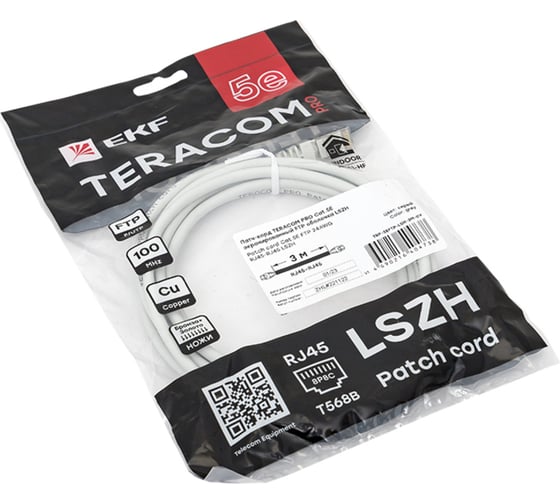 Экранированный патч-корд EKF teracom pro cat.5e ftp оболочка lszh серый (3,0м) TRP-5EFTP-LSH-3M-GY