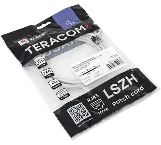 Неэкранированный патч-корд EKF teracom pro cat.6 utp оболочка lszh серый (2,0м) TRP-6UTP-LSH-2M-GY