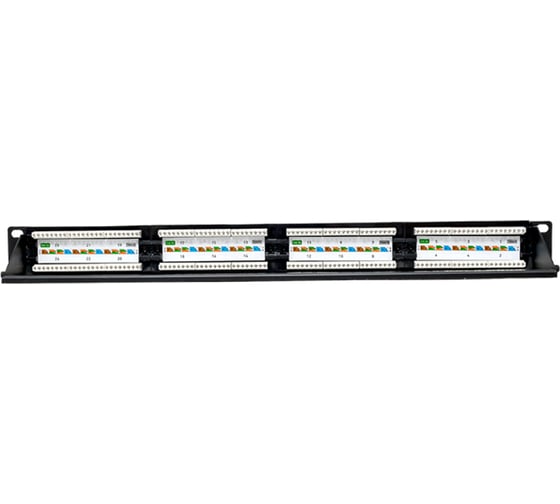 Патч-панель EKF teracom 19'' cat.5e 1u неэкранированная utp 24 порта rj-45 110 idc с органайзером TRC-PPNL-5EUTP-C1U24