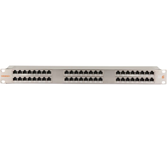 Коммутационная панель NIKOMAX 19, 1U, 48 портов, полный экран, металлик NMC-RP48SE2-1U-MT