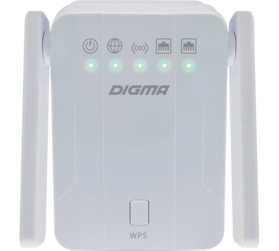 Повторитель беспроводного сигнала DIGMA D-WR300 N300 10/100BASE-TX/Wi-Fi белый (упак.:1шт) 1726904