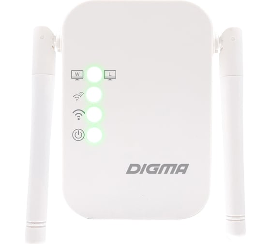 Повторитель беспроводного сигнала DIGMA D-WR310 N300 10/100BASE-TX/Wi-Fi белый (упак.:1шт) 1726940
