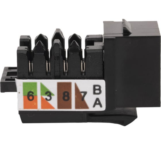 Вставка Keystone Jack RJ-45 WRline WR-KJ-RJ45-C5E-90-SW-BK 90 градусов, категория 5e, неэкранированная, заделка тип 110, цвет черный 505214