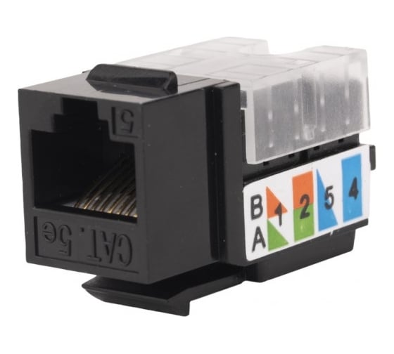 Вставка Keystone Jack RJ-45 WRline WR-KJ-RJ45-C5E-90-SW-BK 90 градусов, категория 5e, неэкранированная, заделка тип 110, цвет черный 505214