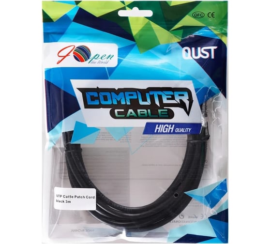 Литой патч-корд AOpen/Qust utp кат.5е 3m черный anp511-3m-bk ANP511_3M_BK