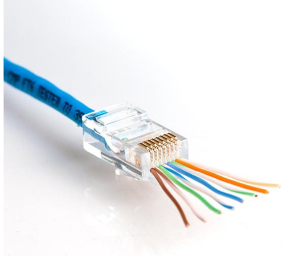 Сквозной (проходной) коннектор rj-45 (8p8c) Ripo cat.5e, универсальные ножи (упк.20шт.) 003-400034/20