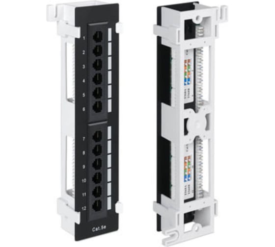 Настенная патч-панель Ripo 12 портов, универсальная, cat.5e (класс d), 100мгц, rj45/8p8c, 110, t568a/b, 003-100040
