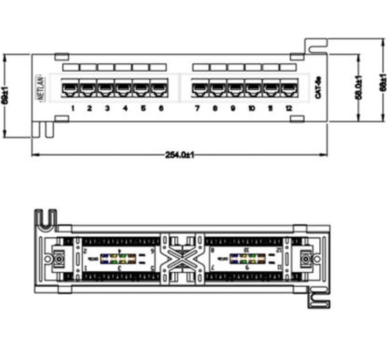 Настенная патч-панель Ripo 12 портов, универсальная, cat.5e (класс d), 100мгц, rj45/8p8c, 110, t568a/b, 003-100040