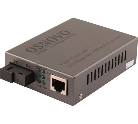 Оптический Fast Ethernet медиаконвертер OSNOVO OMC-100-11S5a для передачи Ethernet по одному волокну одномодового оптического кабеля до 20км (по многомодовому кабелю до 1,5км). sct1073 1