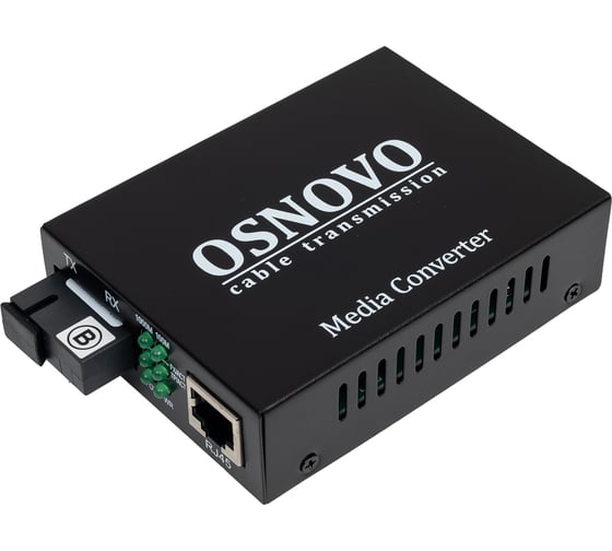 Оптический медиаконвертер OSNOVO OMC-1000-11S5b Gigabit Ethernet для передачи Ethernet по одному волокну одномодового оптического кабеля до 20км (по многомодовому кабелю до 500м). sct0490