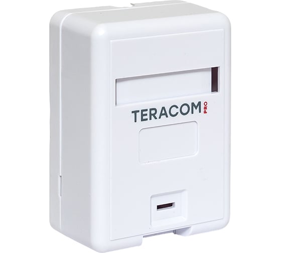 Корпус настенной розетки EKF TERACOM PRO на 1 модуль Keystone со шторкой и маркером, белый TRP-EBOX-1KSTN-WH