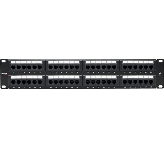 Патч-панель EKF TERACOM PRO 19'' Cat.6 2U неэкранированная UTP 48 портов RJ-45 Dual IDC TRP-PPNL-6UTP-2U48