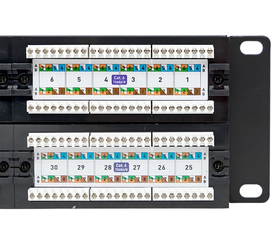 Патч-панель EKF TERACOM PRO 19'' Cat.6 2U неэкранированная UTP 48 портов RJ-45 Dual IDC TRP-PPNL-6UTP-2U48