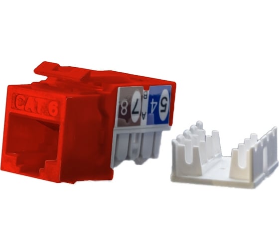 Вставка Keystone Jack RJ-45 (8P8C) Hyperline KJ9-8P8C-C6-90-RD категория 6, красная 432661