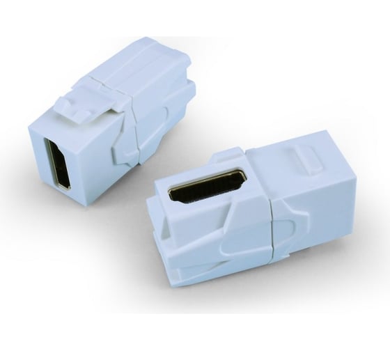 Вставка формата Keystone Jack Hyperline KJ1-HDMI-AV18-WH с проходным адаптером HDMI 2.0 (Type A), 90 градусов, ROHS, белая 247402