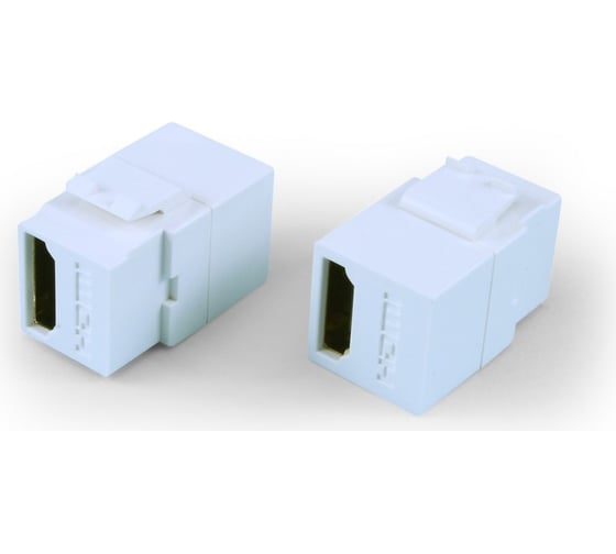 Вставка формата Keystone Jack с проходным адаптером HDMI 2.0 (Type A) Hyperline KJ1-HDMI-AL18-WH long body (29.7 мм), ROHS, белая 247094