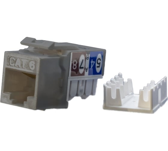 Вставка Keystone Jack RJ-45(8P8C) Hyperline KJ9-8P8C-C6-90-GY категория 6, серая 432659 1