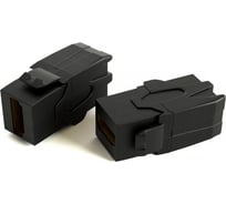 Вставка формата Keystone Jack с проходным адаптером HDMI 2.0 (Type A) Hyperline KJ1-HDMI-AV18-BK 90 градусов, ROHS, черная 251213