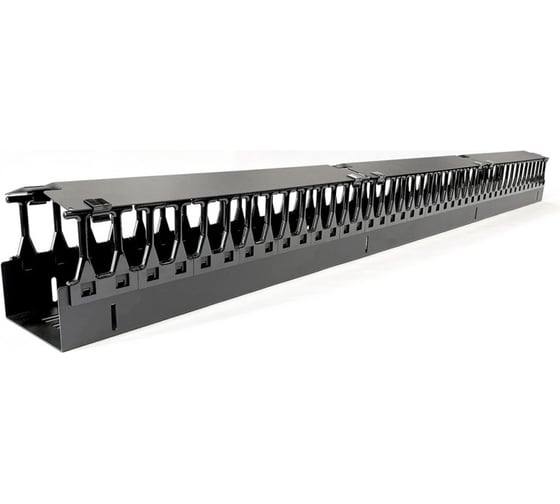 Вертикальный кабельный организатор 32U для стоек ORK2A, ORL1 Hyperline CMF-OR-32U-150x106-C-RAL9005 ширина 150мм, объединение в ряды, высота пальцев 106мм с крышками, черный 497369 1