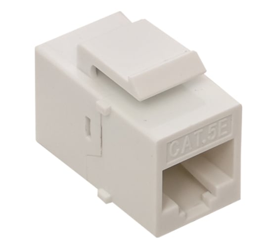 Проходной неэкранированный адаптер EKF TERACOM Cat.5E, RJ45-RJ45, тип Keystone, белый TRC-INLC-KSTN-5EUTP-WH